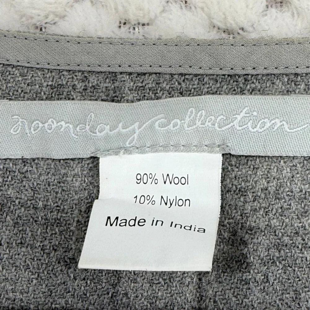 Noonday Collection Wrap Women OS Grey Wool Blend Fringe Geometric Poncho Ruana